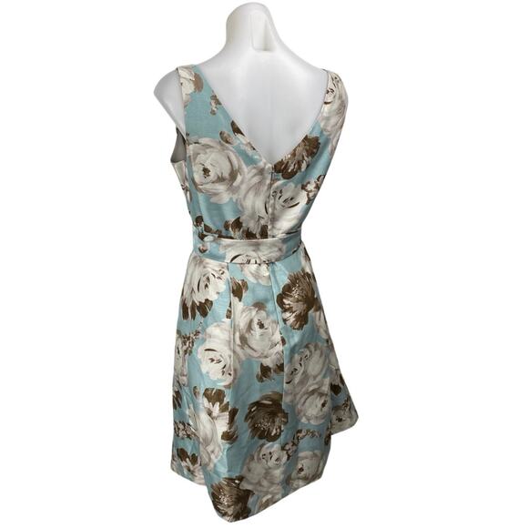 J Howard Multicolor Satin Floral Sleeveless Belted Mini Fit & Flare Dress Size 8 - Picture 2 of 5
